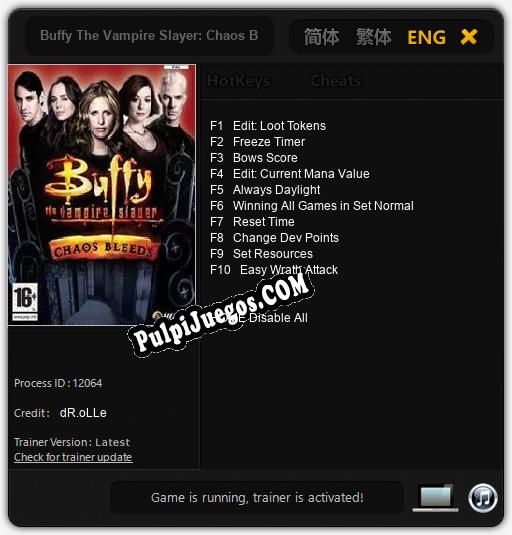 Buffy The Vampire Slayer: Chaos Bleeds: Treinador (V1.0.20)