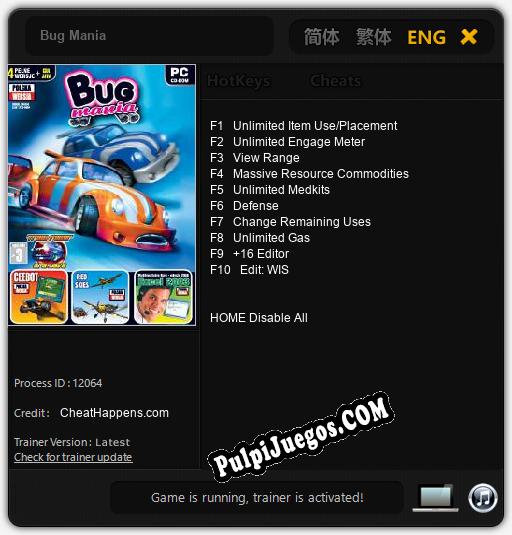 Entrenador liberado a Bug Mania [v1.0.7]