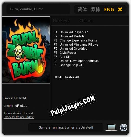 Burn, Zombie, Burn!: Cheats, Trainer +9 [dR.oLLe]