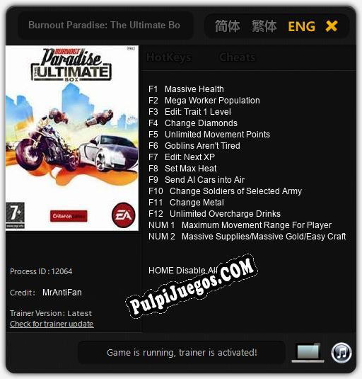 Burnout Paradise: The Ultimate Box: Treinador (V1.0.80)