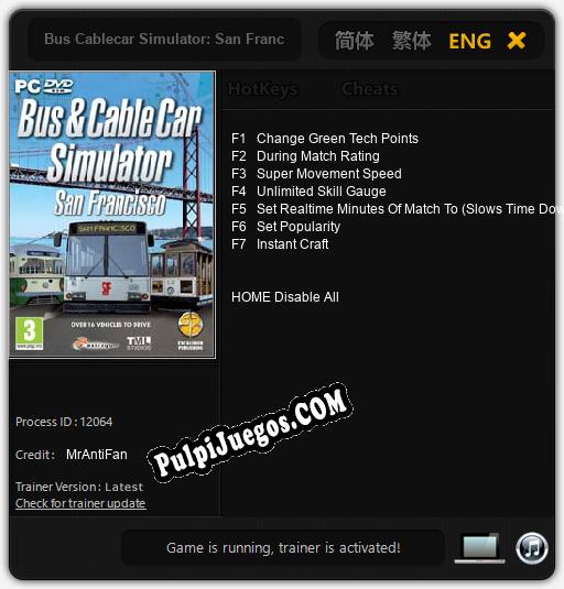 Bus Cablecar Simulator: San Francisco: Trainer +7 [v1.8]