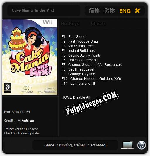 Cake Mania: In the Mix!: Cheats, Trainer +11 [MrAntiFan]