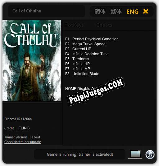 Entrenador liberado a Call of Cthulhu [v1.0.3]