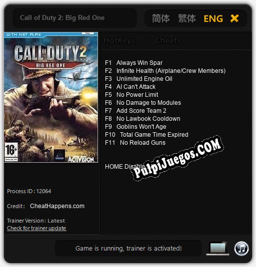 Call of Duty 2: Big Red One: Trainer +11 [v1.8]