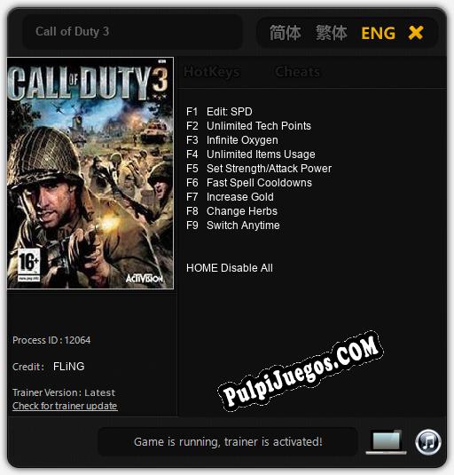 Call of Duty 3: Cheats, Trainer +9 [FLiNG]