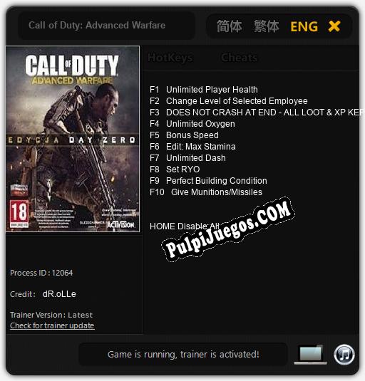 Call of Duty: Advanced Warfare: Cheats, Trainer +10 [dR.oLLe]