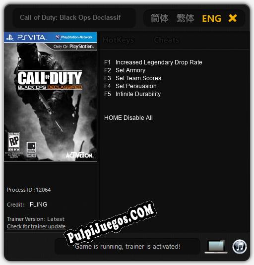 Call of Duty: Black Ops Declassified: Cheats, Trainer +5 [FLiNG]