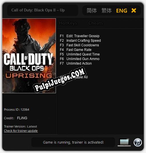 Call of Duty: Black Ops II – Uprising: Treinador (V1.0.80)