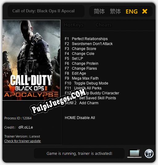 Entrenador liberado a Call of Duty: Black Ops II Apocalypse [v1.0.8]