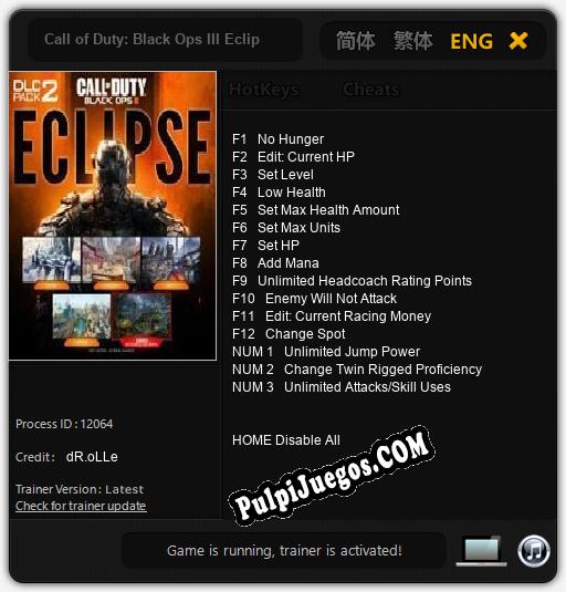 Call of Duty: Black Ops III Eclipse: Trainer +15 [v1.4]