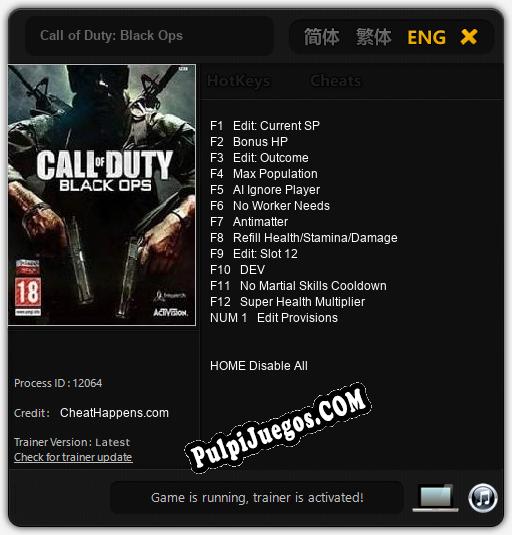 Call of Duty: Black Ops: Treinador (V1.0.96)