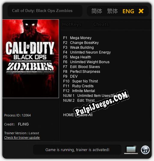 Call of Duty: Black Ops Zombies: Trainer +14 [v1.4]