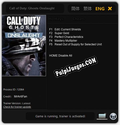 Call of Duty: Ghosts Onslaught: Cheats, Trainer +5 [MrAntiFan]