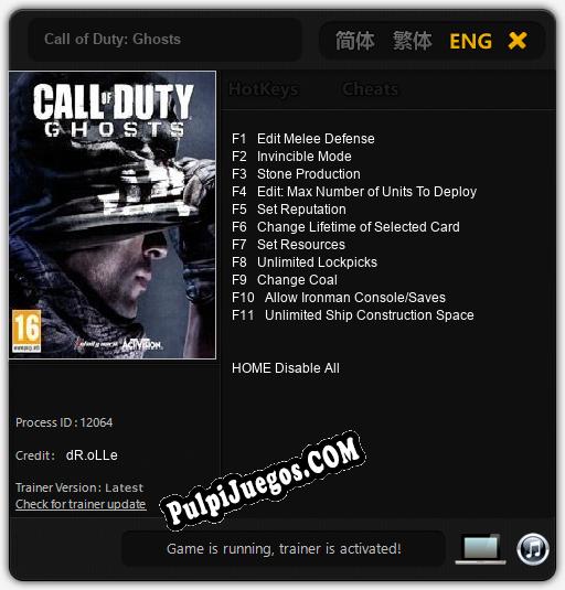 Call of Duty: Ghosts: Cheats, Trainer +11 [dR.oLLe]