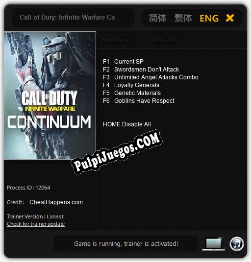 Entrenador liberado a Call of Duty: Infinite Warfare Continuum [v1.0.9]