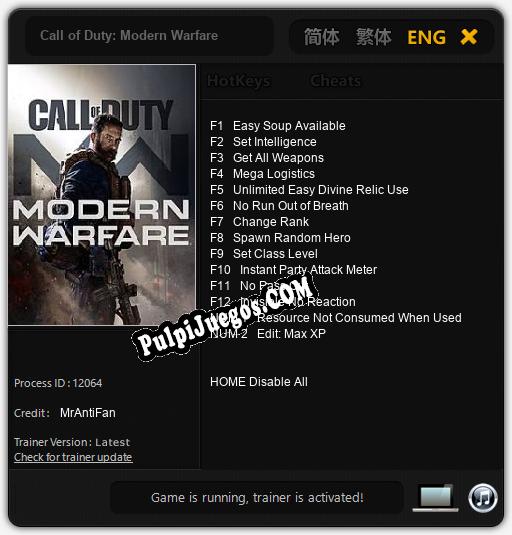 Call of Duty: Modern Warfare: Trainer +14 [v1.4]