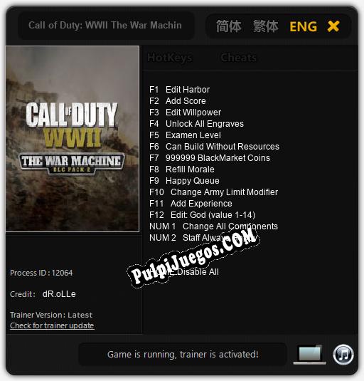 Call of Duty: WWII The War Machine: Trainer +14 [v1.5]