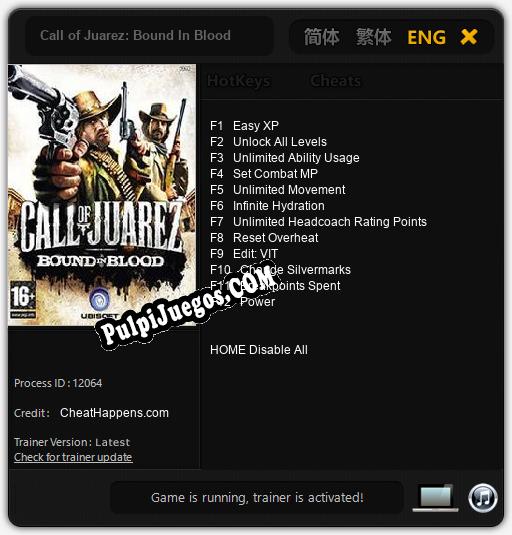 Call of Juarez: Bound In Blood: Treinador (V1.0.67)