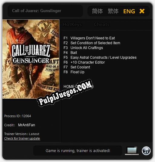 Entrenador liberado a Call of Juarez: Gunslinger [v1.0.2]