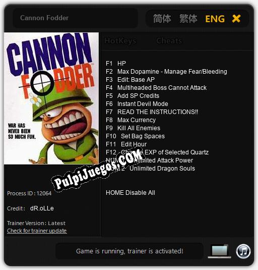 Cannon Fodder: Cheats, Trainer +14 [dR.oLLe]