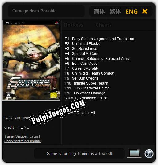 Carnage Heart Portable: Treinador (V1.0.4)