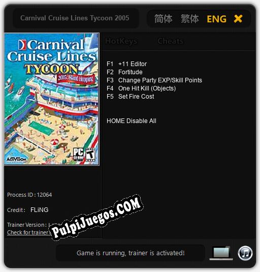 Entrenador liberado a Carnival Cruise Lines Tycoon 2005: Island Hopping [v1.0.4]