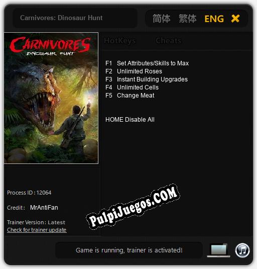 Carnivores: Dinosaur Hunt: Treinador (V1.0.16)