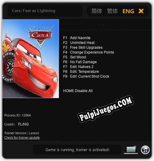 Cars: Fast as Lightning: Cheats, Trainer +9 [FLiNG]