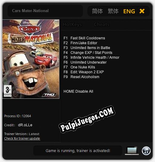 Cars Mater-National: Treinador (V1.0.75)