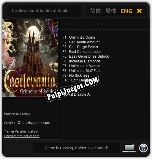 Entrenador liberado a Castlevania: Grimoire of Souls [v1.0.5]