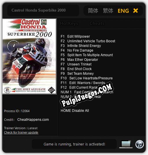 Castrol Honda Superbike 2000: Cheats, Trainer +14 [CheatHappens.com]