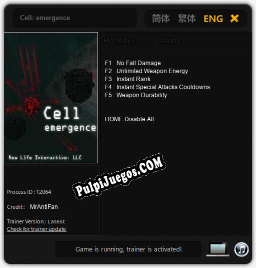 Cell: emergence: Cheats, Trainer +5 [MrAntiFan]