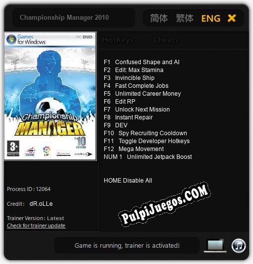 Entrenador liberado a Championship Manager 2010 [v1.0.8]