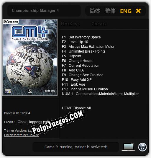 Championship Manager 4: Cheats, Trainer +13 [CheatHappens.com]