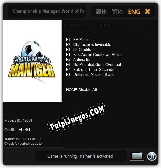 Championship Manager: World of Football: Trainer +8 [v1.9]