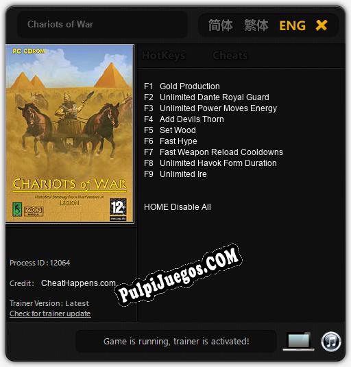 Chariots of War: Cheats, Trainer +9 [CheatHappens.com]