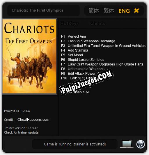 Chariots: The First Olympics: Cheats, Trainer +10 [CheatHappens.com]