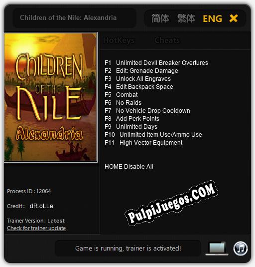 Entrenador liberado a Children of the Nile: Alexandria [v1.0.2]