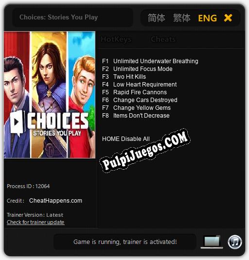 Choices: Stories You Play: Cheats, Trainer +8 [CheatHappens.com]