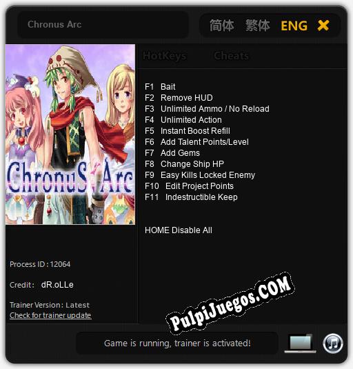 Entrenador liberado a Chronus Arc [v1.0.3]