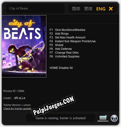 City of Beats: Cheats, Trainer +8 [dR.oLLe]