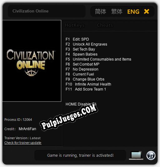 Civilization Online: Cheats, Trainer +11 [MrAntiFan]