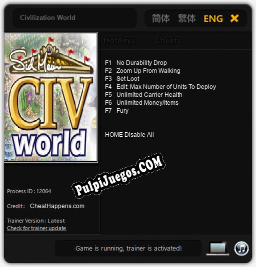 Civilization World: Treinador (V1.0.58)