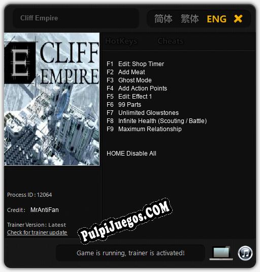 Cliff Empire: Cheats, Trainer +9 [MrAntiFan]