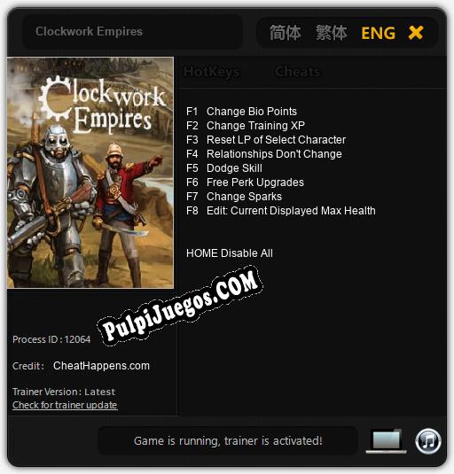 Clockwork Empires: Trainer +8 [v1.8]