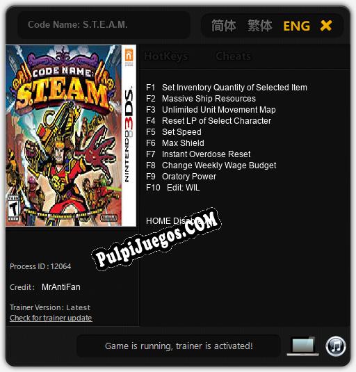 Code Name: S.T.E.A.M.: Cheats, Trainer +10 [MrAntiFan]