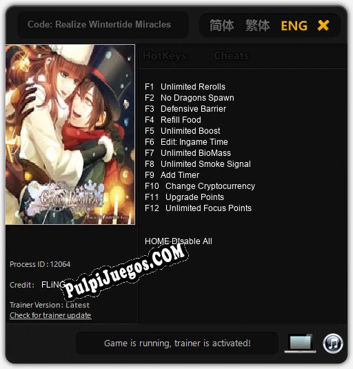 Code: Realize Wintertide Miracles: Trainer +12 [v1.6]