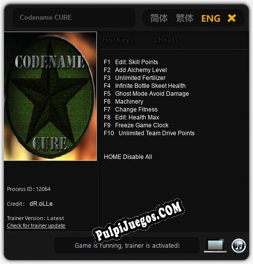 Codename CURE: Trainer +10 [v1.6]