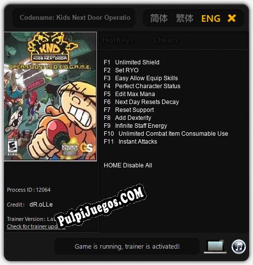 Codename: Kids Next Door Operation: V.I.D.E.O.G.A.M.E.: Trainer +11 [v1.9]