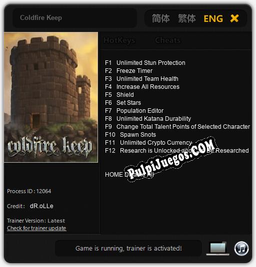 Coldfire Keep: Treinador (V1.0.95)